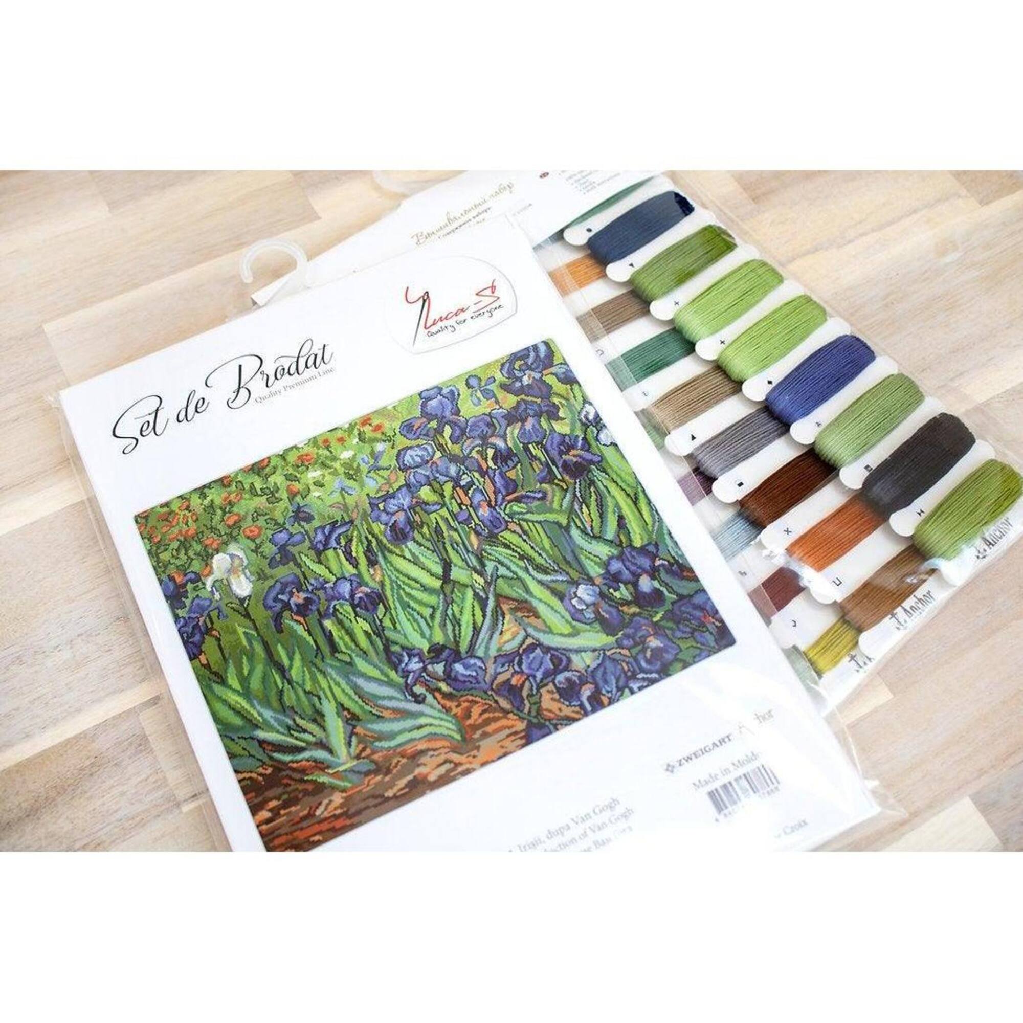 Luca-s Irises, Reproduction Of Van Gogh Counted Cross Stitch Kit
